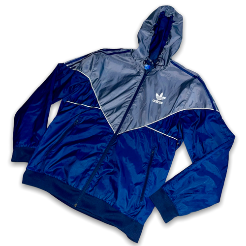 Muy Raro Vintage Adidas Originals Chaqueta Cortavientos Azul Cal Surf Grande - Imagen 2 de 9