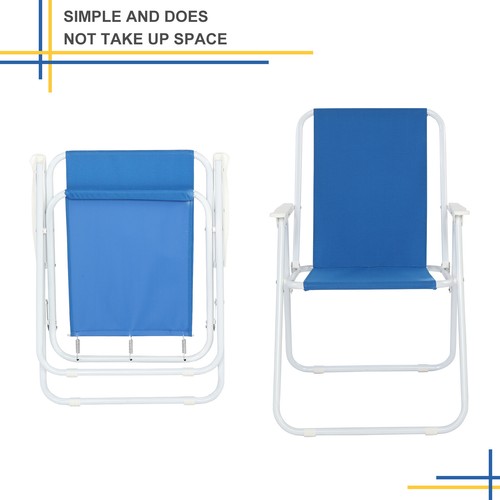 Blue Oxford Cloth Portable Outdoor Beach Chair Lightweight Folding Design - Picture 10 of 12
