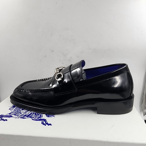 Burberry Leather Barbed Penny Loafers Men's 46/13US Black Solid Moc Toe Slip On - Picture 16 of 20