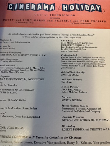 VINTAGE CINERAMA HOLIDAY LOUIS DE ROCHEMONT MUSICAL PROGRAM BOOKLET 1955 - Picture 16 of 16