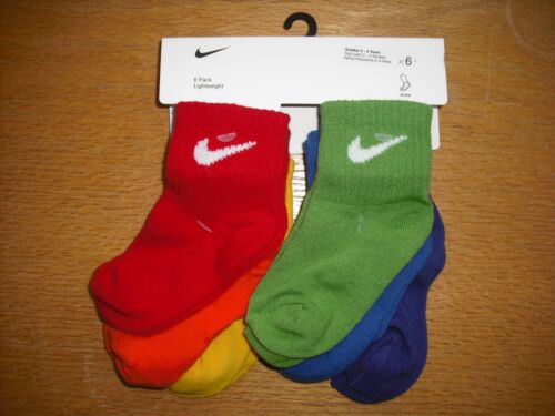 Infant/Toddler Boys NWT NIKE Socks Ankle 6prs Bright Colors Lightwt Sz:12-24 mos