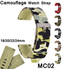 Camo Silicone Band Rubber Watch Strap 18mm 24 20mm 22mm Quick Release Wristbands