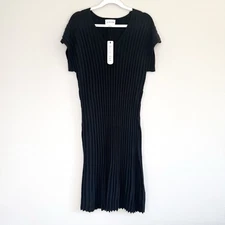 Olive and Oak Midi Dress Womens Size XL Black Ribbed Knit NWT Minimalist Classic