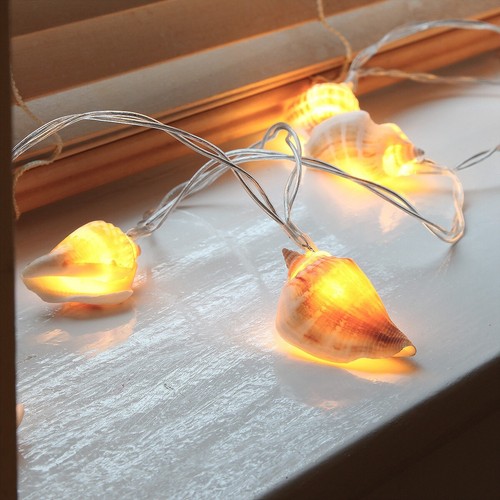 1.5m Battery Real Sea Shell Nautical LED Clear Cable Fairy String Timer Lights - Picture 14 of 18
