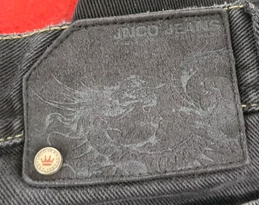 Vintage JNCO Jeans 32x27 Flaming Tiger Embroidered USA Wide Vintage JNCO Jeans 32x27 Flaming Tiger Embroidered USA Wide