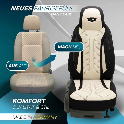 Fundas de asiento de coche Pilot para Ford Transit 6 desde 2006-2013 (negro-beige) HERM207 - Imagen 6 de 11