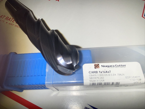 N54011 NIAGARA CUTTER 1x1x4x7 , 4 Flute , Solid Carbide Ball End Mill , TiALN - Picture 2 of 3