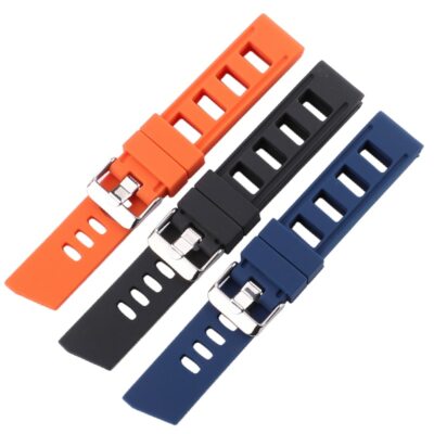 Ausgefallenes Flexi Atmungsaktives Orange Blau Kautschuk Uhrenarmband Band 20...