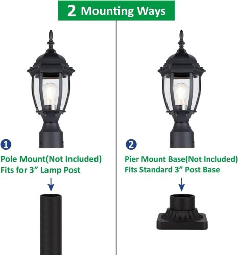 Durable Outdoor Post Light Pole Lantern - Rust-Proof Aluminum - DIY Installation - Picture 4 of 8