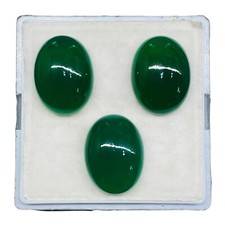 3 Pcs Natural Green Onyx 20x15mm Oval Cabochon Loose Untreated Gemstones Lot