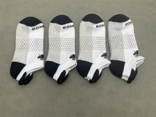 4 Pairs's Women Bombas Honeycomb White & Black Ankle Socks Size Medium