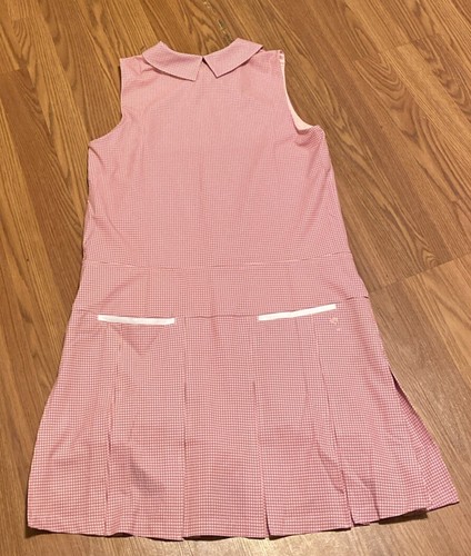 Abito a quadri senza tempo Golftini nuovo con etichette $180 Tini Time plissettato rosa bianco M golf dress - Foto 5 di 8
