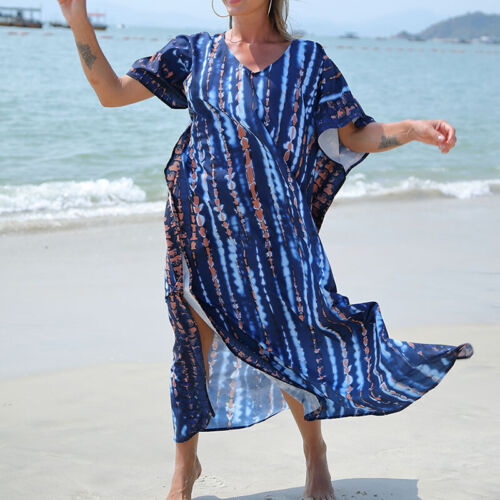 Womens Kimono Kaftan Beach Dress Long Dress Beachwear Bohemian Style Holiday 1 - Picture 7 of 20