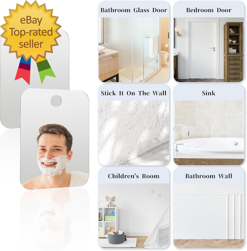 2Pcs Shower Mirror Fogless for Shaving Small 6.7 × 5.1 Inch Fogless Mirror for W - Picture 3 of 7