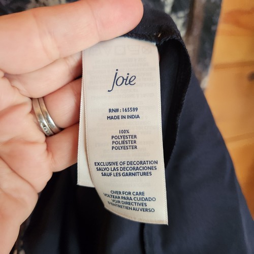 Vestido Joie Nuevo con Etiquetas Estampado Báltico Mini Columpio Plisado Transparente Volantes Borde Fruncido Talla L - Imagen 9 de 10