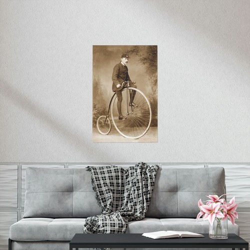 Viktorianisches Zeitalter Mann auf Penny Farthing Fahrrad Wand Kunst Poster, antikes Fahrrad - Bild 11 von 11