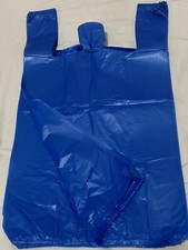 Bags 1/6 Large 21 x 6.5 x 11.5 Blue Unprinted T-Shirt Plastic Grocery Shopping