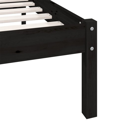 Bed Frame Black Solid Wood Pine 150x200 5FT King Size V2F3 - Picture 8 of 9