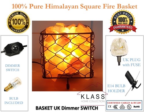 100% Natural Himalayan Salt Lamp Metal Fire Basket with Himaliyan Salt Chunks - Picture 2 of 11