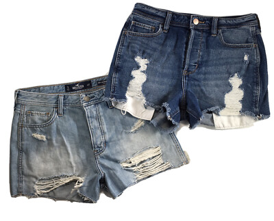 High Rise Denim Hollister Ripped Jean Shorts Hollister Ultra High