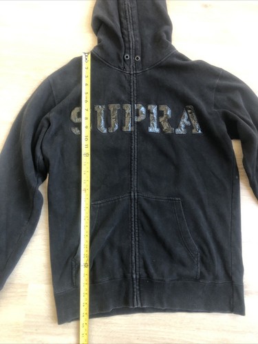 Vintage 2000s Y2K SUPRA SHOES Skateboards Alt Punk Full Zip Up Hoodie L - Picture 5 of 7