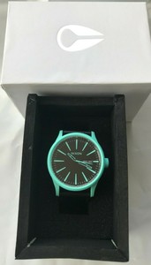 NIB-Nixon-Sentry-Leather-Watch-Cyan-Black-A105-2620