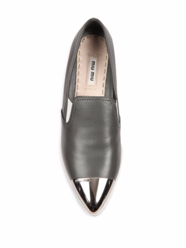 MIU MIU DARK GREY METAL TOE LOGO PLATFORM SLIP ON SNEAKERS EU 39.5 I LOVE SHOES - Picture 4 of 9