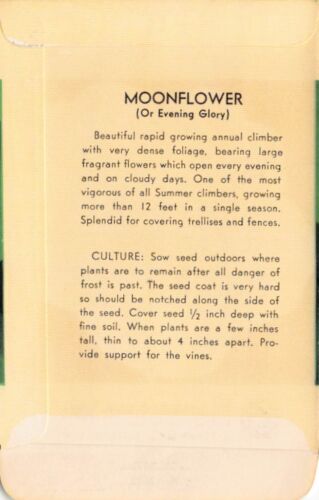 Vintage Seed Packet: MOON FLOWER, Lagomarsino & Sons, Sacramento, 1940's - Picture 2 of 2