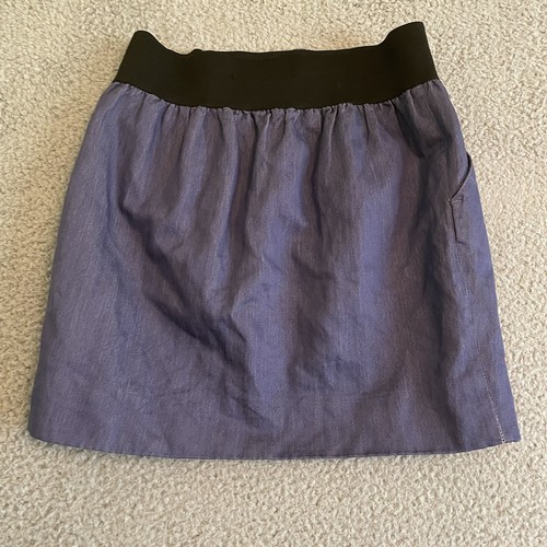 ZARA WOMAN Mini Skirt Women Blue Wide Elastic Waist Pleated with Pockets Small - Picture 5 of 7