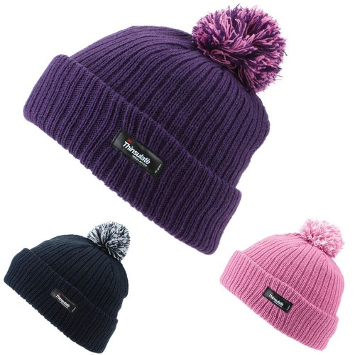 Child Beanie Bobble Hat Thinsulate Fleece Lining Pom Winter Warm Cap Kids Pom - Picture 1 of 10
