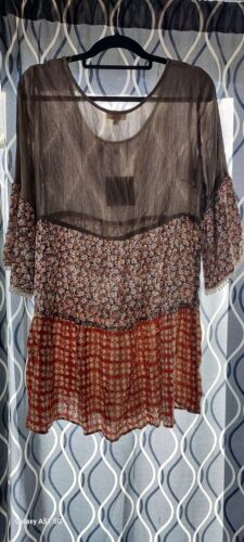 Umgee Boho Scoop Neck Embroidered Lace Bell Sleeve Blouse Shirt Top L NWT Soft - Picture 4 of 5