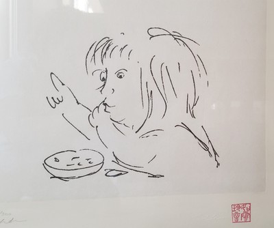 John Lennon Art Lithograph Look Hand Signed Yoko Ono Bag One Estate 1991 Ebay