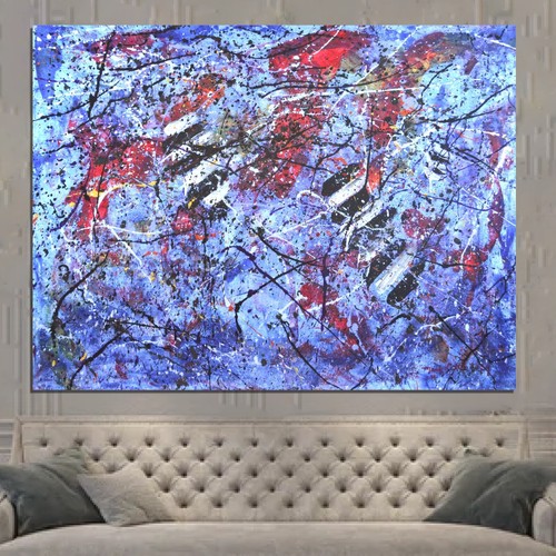 Pollock/Richter style Professional Painting 84”X62” (7 Foot) Abstract Modern XL - Picture 9 of 21