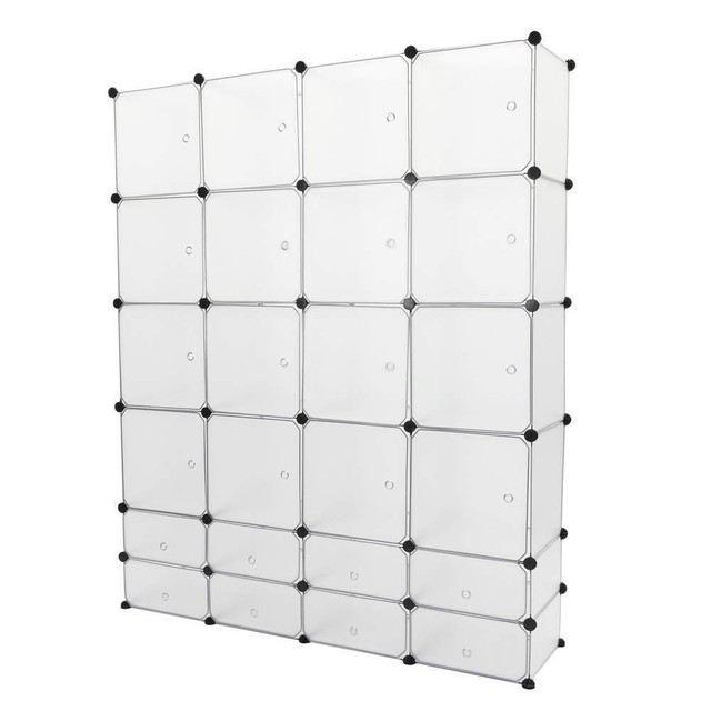 PrimeMatik Modular shelving closet storage organizing 9 plastic cube 35x35cm white PrimeMatik Modular shelving closet storage organizing 9 plastic cube 35x35cm white