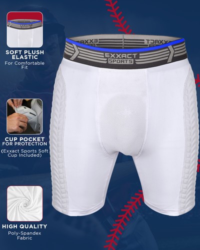 Exxact Sports Youth Baseball Sliding Shorts with Soft Athletic Cup Breathable - Picture 11 of 48