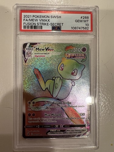 2021 POKEMON SWORD & SHIELD FUSION STRIKE SECRET #268 FULL ART/MEW VMAX PSA 10