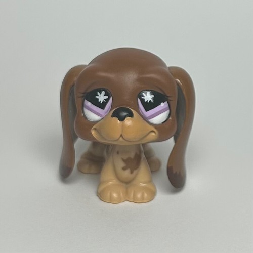 AUTHENTIC LITTLEST PET SHOP #665 BASSET HOUND BROWN W/ PURPLE EYES