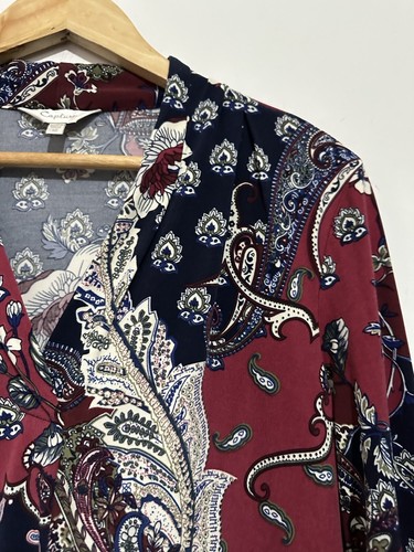 Capture Size 12 Women’s Top Blouse Multicoloured Paisley 3/4 Sleeve V-Neck - Picture 6 of 10