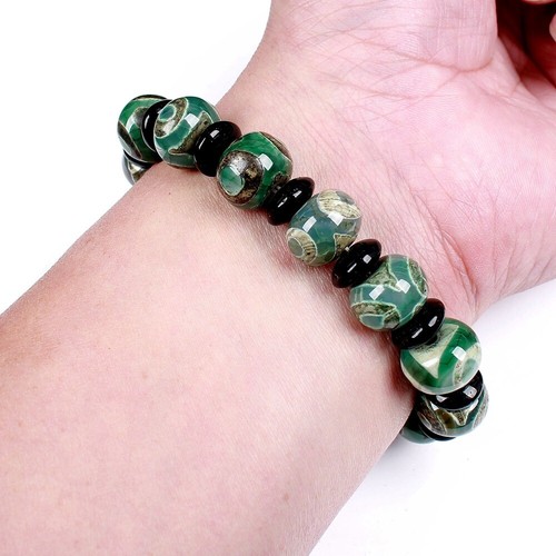 Energía Tibetana Antigua Ágata Símbolos Cielo y Tierra Tótem dZi Pulsera Cuentas Amuleto AAA - Imagen 4 de 9