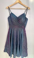 NWOT Sparkle Homecoming Prom Formal Dress Sz 2 Adjustable Purple Blue Iridescent