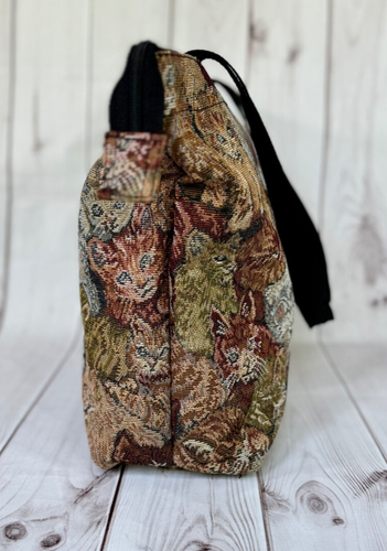 Kitty Cat Tapestry Canvas Shoulder Tote Bag With Coin Purse Vintage - Picture 6 of 9