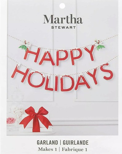 Martha Stewart Red & Green Chipboard Happy Holidays Bunting Garland (3) - Picture 2 of 3