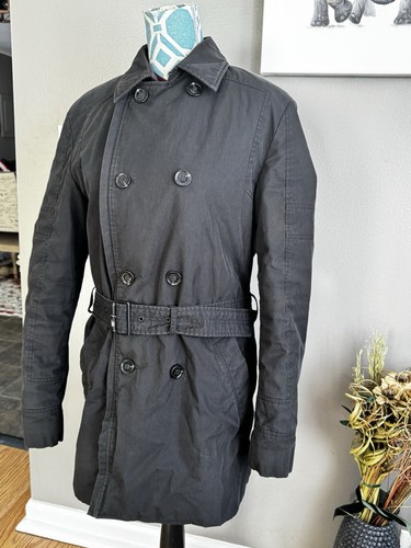 HUGO BOSS red label black zip button belted trench coat designer classic SZ 40R - Picture 5 of 14