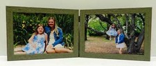 3.5x5 4x5 4x6 5x7 Green Teal Rustic Double Hinged Horizontal Wood Picture Frame