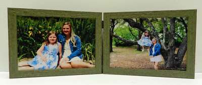 3.5x5 4x5 4x6 5x7  Green Teal Rustic Double Hinged Horizontal Wood Picture Frame