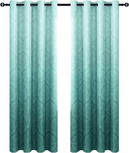 Luxurious Damask Ombre Blackout Curtains - 2 Panels, 52x84, Stylish Grommet Top - Picture 11 of 11