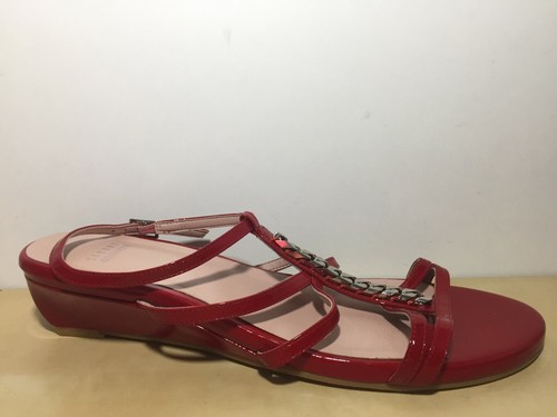 NEW Stuart Weitzman Red Patent Leather TIFFANY Strap Wedge Sandal 9.5 M - Picture 5 of 10