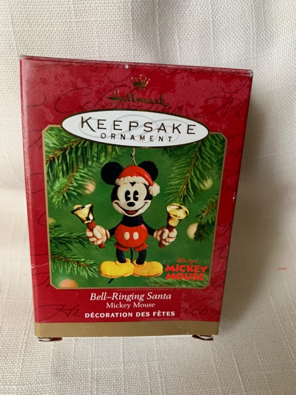 2001 Hallmark Keepsake Bell-Ringing Mickey Mouse SantaSan Ornament/NEED SURGERY$