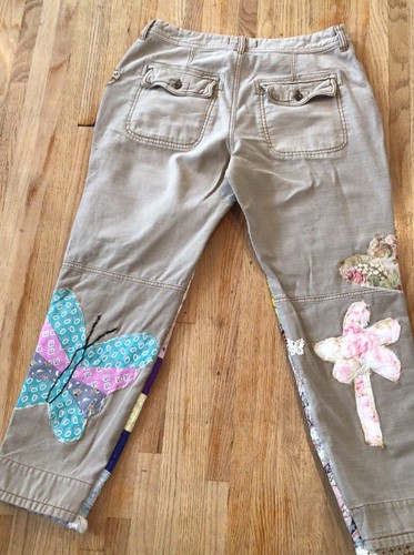 Custom Free People Reworked Patchwork Khaki Utility Chino Relaxed Button Fly 30 - Picture 4 of 7
