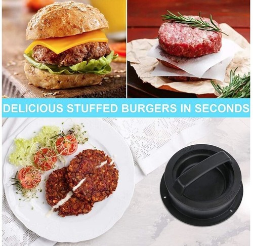 Antihaft 3 in 1 Gefüllte Burger Presse Hamburger Patty Form Maschine Schieber BBQ - Bild 10 von 12